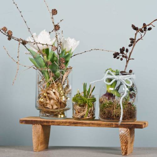 Floristik24 Vassoio in legno con piedini naturale 58cm H10cm