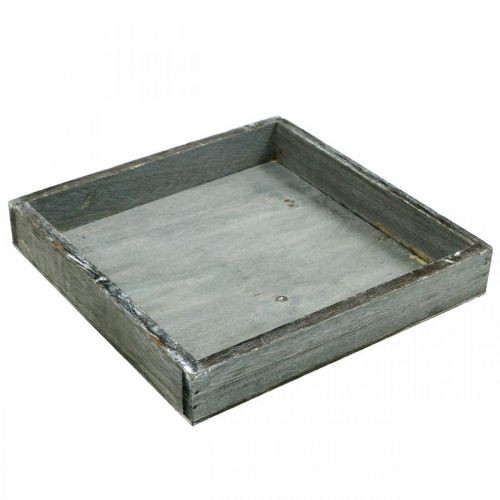 Floristik24 Vassoio quadrato in legno grigio, vassoio decorativo bianco lavato 19×19 cm