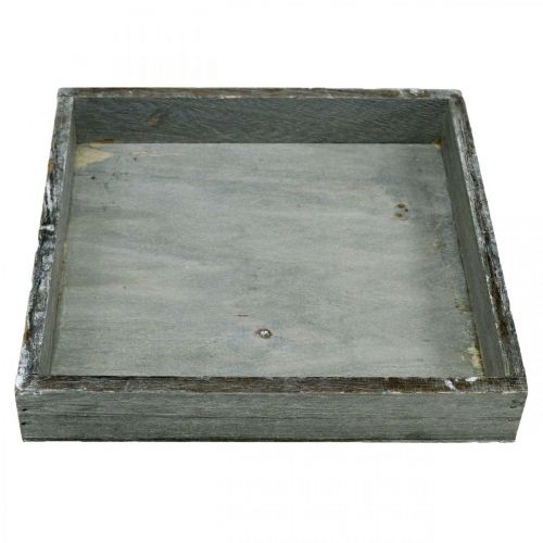 Prodotto Vassoio in legno quadrato grigio, vassoio decorativo sbiancato 19×19cm 2 pezzi