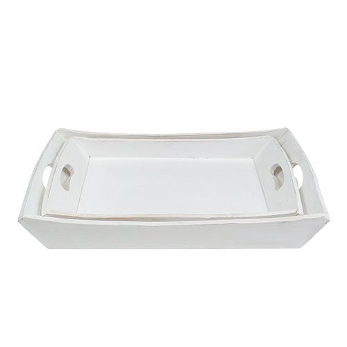 Floristik24 Vassoio in legno 2 set 42x28 / 35,5x24 cm bianco