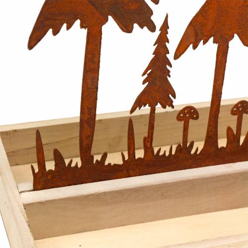 Prodotto Vassoio in legno, sagoma della foresta, ruggine in acciaio inossidabile, 30 cm x 15 cm