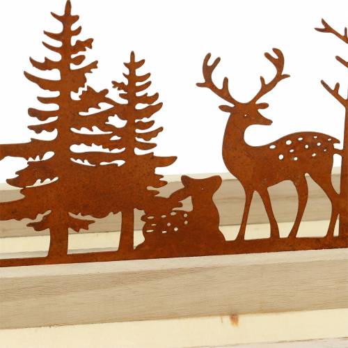 Floristik24 Vassoio in legno foresta con animali 35 cm x 15 cm