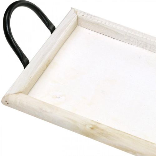 Floristik24 Vassoio per decorare, vassoio per piante con manici, vassoio portacandele in legno lavato bianco L50cm