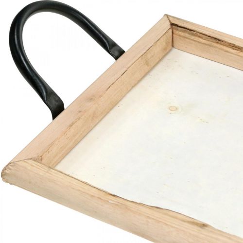 Floristik24 Vassoio in legno con manici in metallo, vaso per piante, vassoio decorativo naturale L50cm