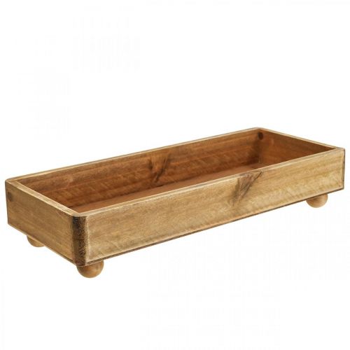 Floristik24 Vassoio in legno Vassoio decorativo rettangolare con piedini 34×14×7cm