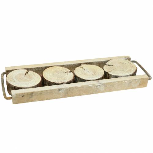 Floristik24 Vassoio decorativo in legno con fette d'albero 34 cm x 12 cm H3 cm