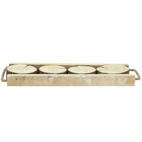 Floristik24 Vassoio decorativo in legno con fette d'albero 34 cm x 12 cm H3 cm