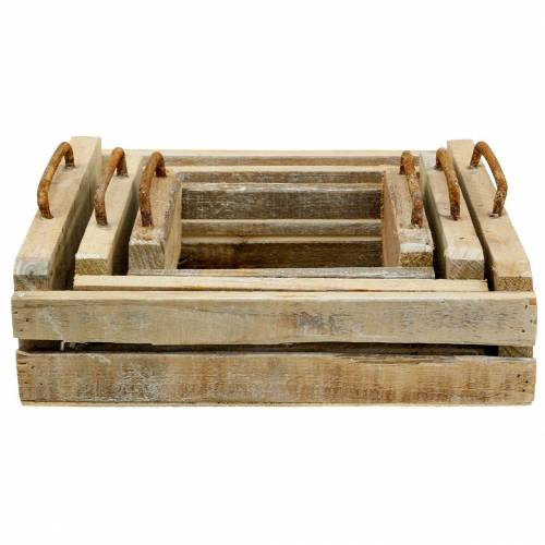 Floristik24 Vassoio in legno con manici quadrato 30×30/24×24/18×18 cm set da 3