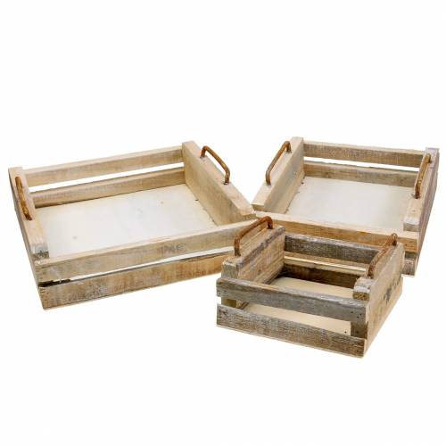 Floristik24 Vassoio in legno con manici quadrato 30×30/24×24/18×18 cm set da 3