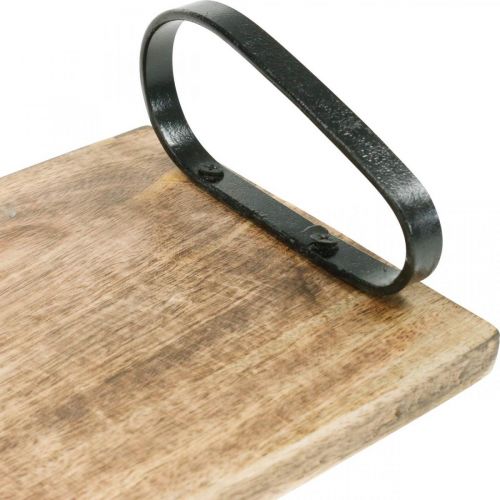 Prodotto Vassoio in legno, vassoio decorativo con manici in metallo, decorazione da tavola L44cm