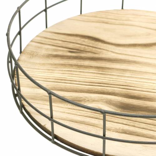 Floristik24 Vassoio decorativo in legno tondo, metallo naturale Ø25/30/35cm set di 3