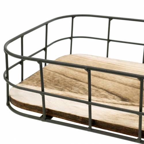 Floristik24 Vassoio in legno con bordo in metallo 45cm 35×25/29×19/42×14cm set da 3