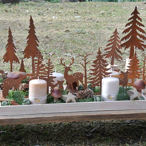 Floristik24 Vassoio in legno foresta con animali 50 cm x 17 cm