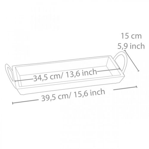 Floristik24 Vassoio in legno di mango, ciotola decorativa con manici in metallo, decorazione da tavola L39,5 cm