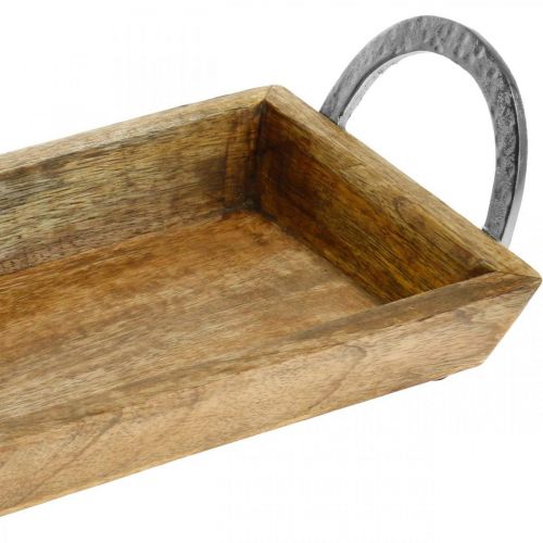 Floristik24 Vassoio in legno di mango, ciotola decorativa con manici in metallo, decorazione da tavola L39,5 cm