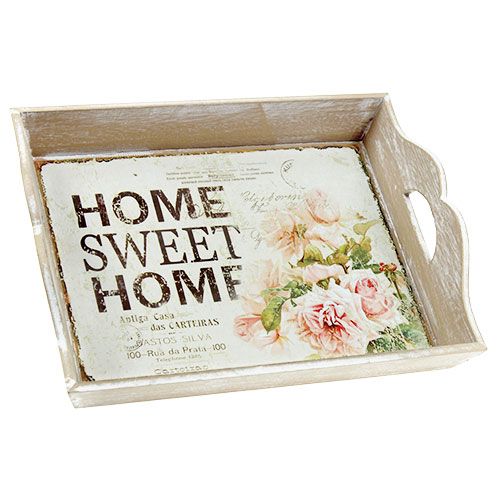 Floristik24 Vassoio in legno con testo Home Sweet Home