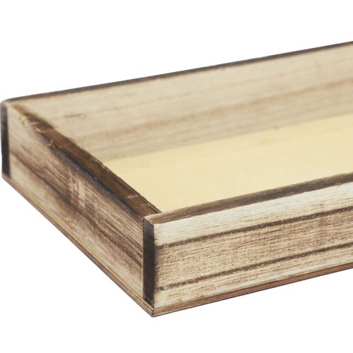 Floristik24 Vassoio in legno fiammato vassoio decorativo da tavolo decorazione rustica 24×12×3cm
