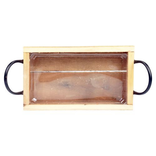Floristik24 Vassoio in legno con manici vassoio decorativo nero naturale 30×17×5 cm