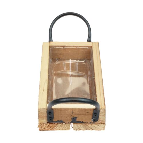 Floristik24 Vassoio in legno con manici vassoio decorativo nero naturale 25×12,5×5 cm
