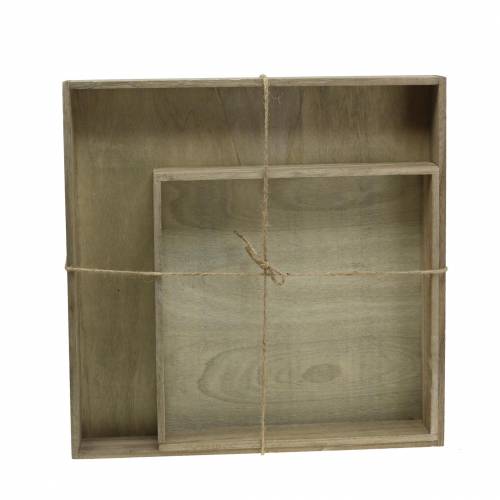 Floristik24 Vassoio in legno natura set di 2 quadrati 40x40/30x30cm