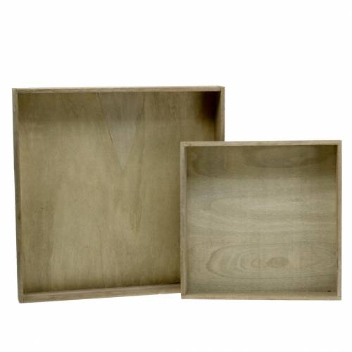 Floristik24 Vassoio in legno natura set di 2 quadrati 40x40/30x30cm