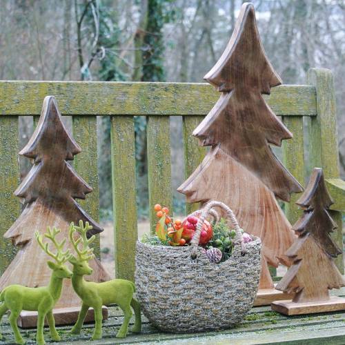 Floristik24 Legno di abete smaltato naturale, mango bianco H29cm