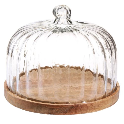 Prodotto Piatto in legno con cupola di formaggio piatto decorativo in legno Ø29cm H22cm