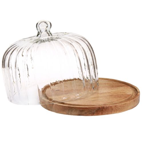 Prodotto Piatto in legno con cupola di formaggio piatto decorativo in legno Ø29cm H22cm