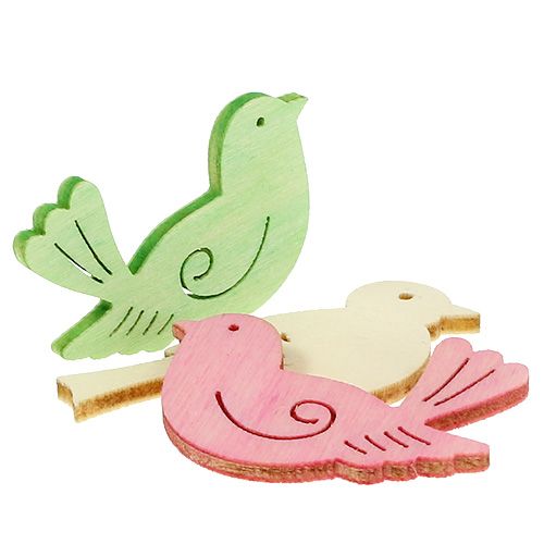 Floristik24 Uccelli in legno 4cm - 4,5cm pastello assortiti 72 pz
