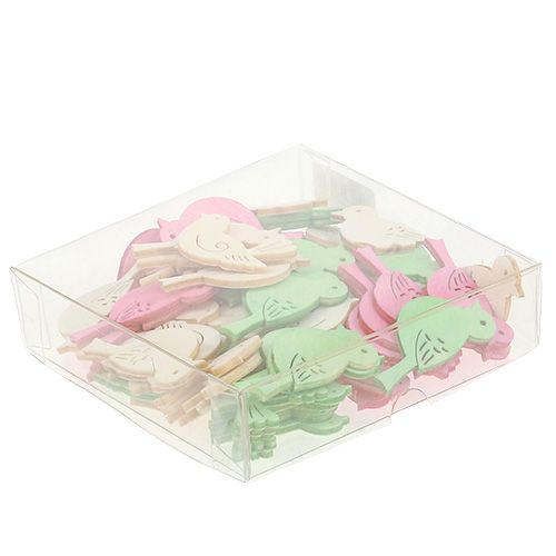 Floristik24 Uccelli in legno 4cm - 4,5cm pastello assortiti 72 pz