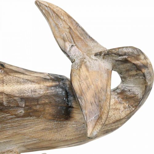Floristik24 Whale Deco Wood Balena in legno Decorazione marittima Teak Nature 29cm