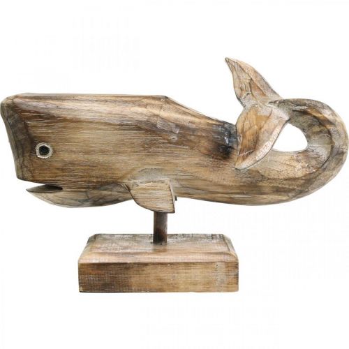 Floristik24 Whale Deco Wood Balena in legno Decorazione marittima Teak Nature 29cm