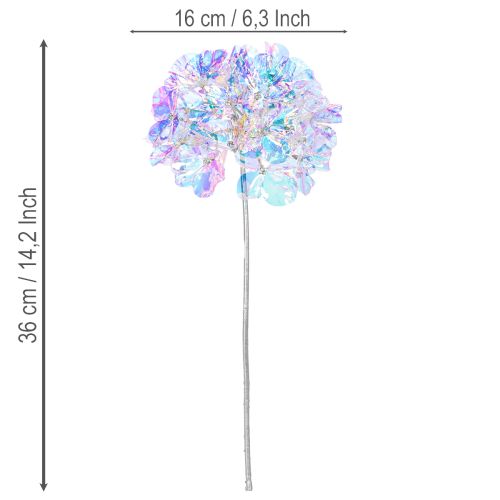 Ramo di ortensia artificiale fiorita in colori iridescenti, 36 cm, 2 pezzi | Floristik24.it