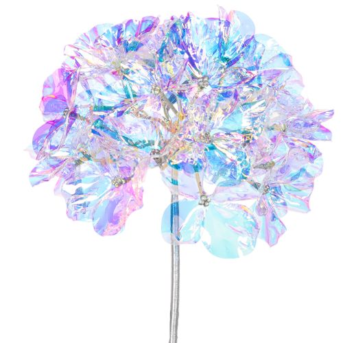 Ramo di ortensia artificiale fiorita in colori iridescenti, 36 cm, 2 pezzi | Floristik24.it