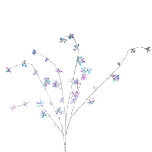 Ramo artificiale delicato con fiori iridescenti, 98 cm