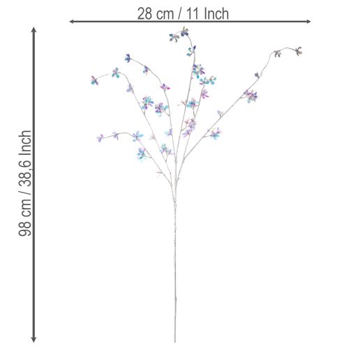 Ramo artificiale delicato con fiori iridescenti, 98 cm | Floristik24.it
