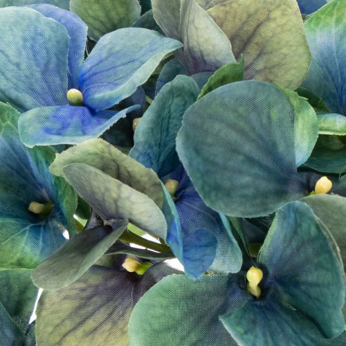 Fiore di ortensia artificiale, blu-verde, stelo singolo decorativo, 53 cm | Floristik24.it