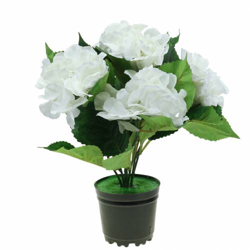 Floristik24 Ortensia in vaso di fiori Artificial White 35cm