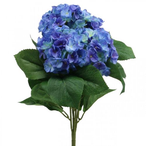 Floristik24 Bouquet di fiori di seta blu con fiori artificiali di ortensia 42 cm