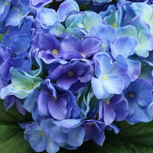 Floristik24 Bouquet di fiori di seta blu con fiori artificiali di ortensia 42 cm