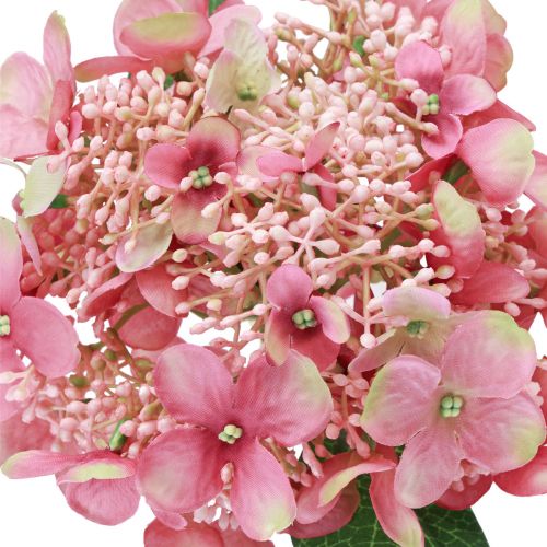 Prodotto Fiore artificiale da giardino ortensia rosa e verde con boccioli 52 cm