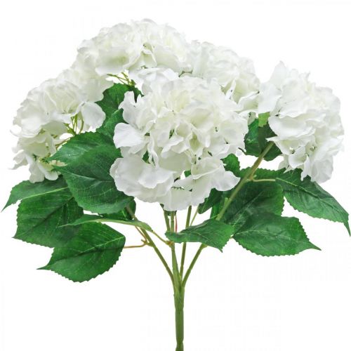 Prodotto Deco bouquet ortensia fiori artificiali bianchi 5 fiori 48 cm