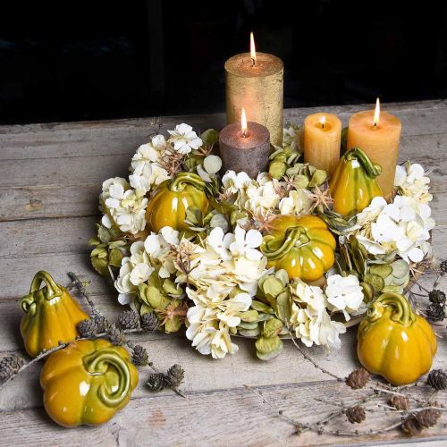 Prodotto Bouquet di ortensie fiori artificiali gialli 5 fiori 48 cm