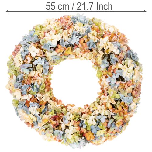Ghirlanda di ortensie artificiali, colorata, per porte e pareti, 55 cm | Floristik24.it