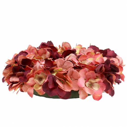 Floristik24 Ghirlanda di ortensie Borgogna Ø30cm