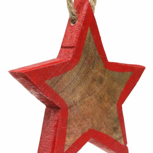 Prodotto Decorazione natalizia stella in legno natura / rosso 8 cm 15 pezzi