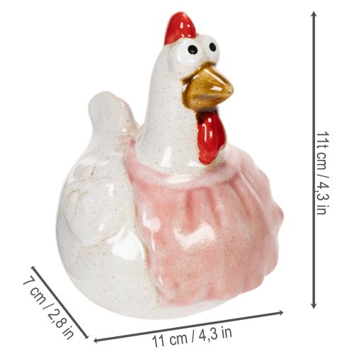 Prodotto Statuine di galline in ceramica per il soggiorno, simpatica decorazione da tavola pasquale per la casa, 11 cm, 2 pezzi
