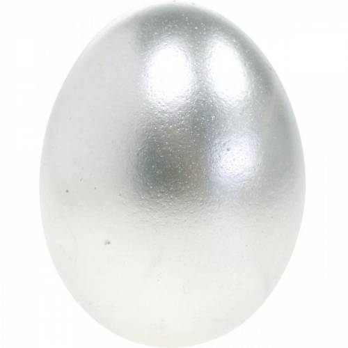 Floristik24 Uova di gallina Decorazione pasquale in argento Uova soffiate 10pz