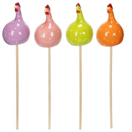 Prodotto Pali decorativi a forma di gallina per composizioni floreali primaverili e decorazioni da tavola, 7,5 cm, 4 pezzi