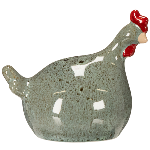 Prodotto Figura decorativa in ceramica a forma di pollo per la zona giorno, dal design rustico e dalla forma astratta, 13 cm, 2 pezzi